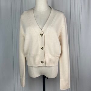 NWT Endless Rose - Heart Button Cardigan - Cream - Knit Sweater - V-Neck - Large